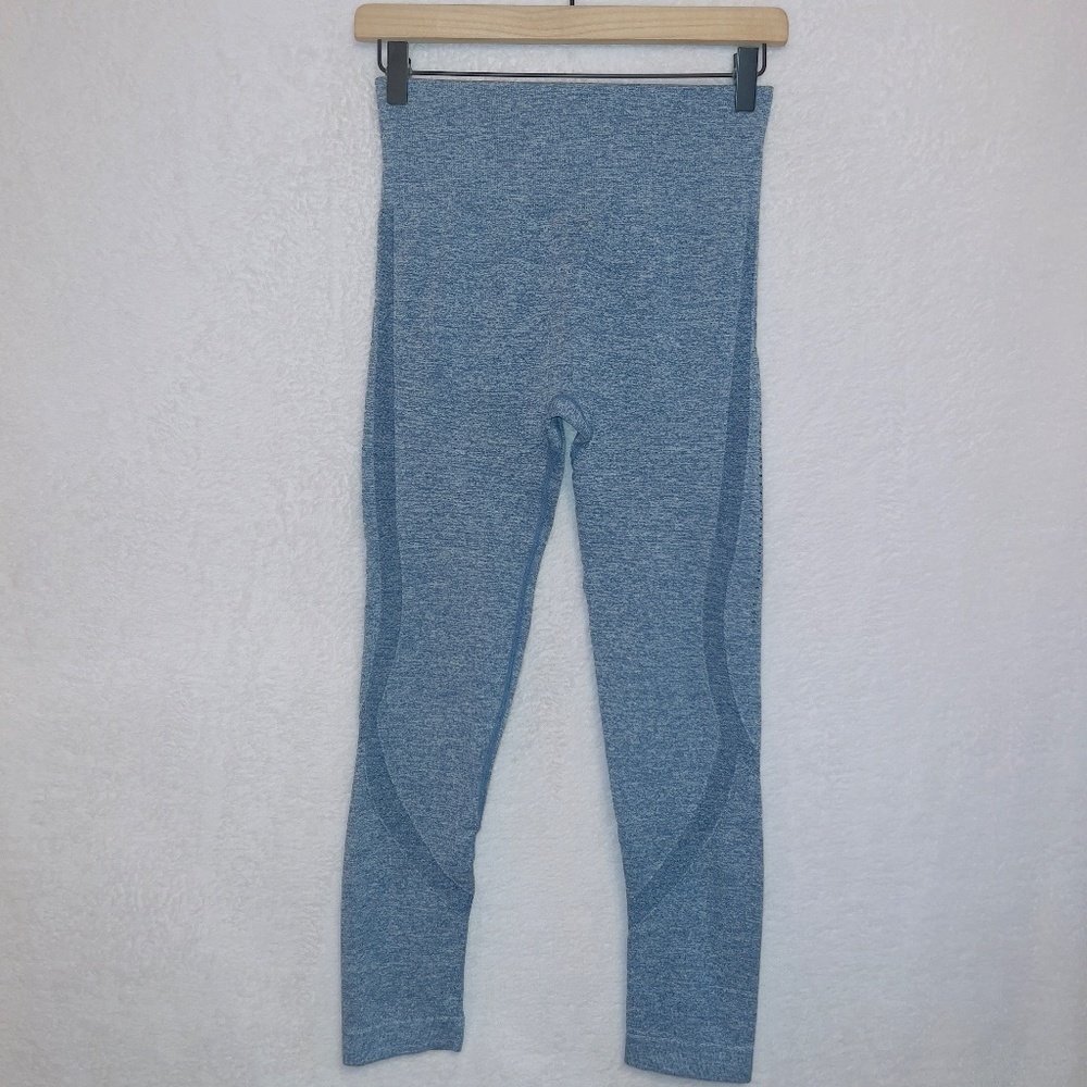 Unbranded Blue High Waisted Seamless 7/8 Length Athletic Workout Leggings